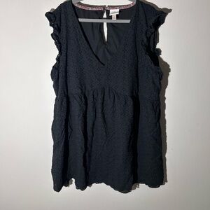 Knox Rose Black Ruffle Sleeve Mini Dress